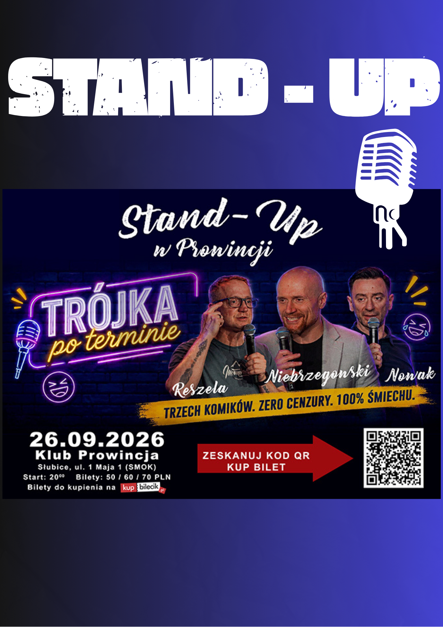 Black and Red Retro Stand Up Comedy Poster